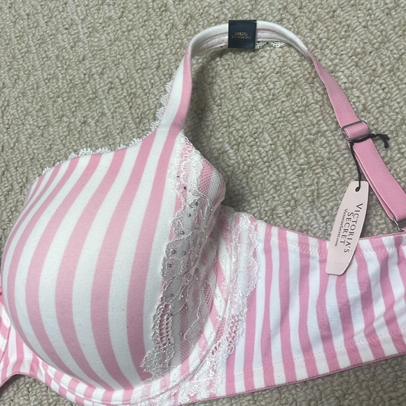 NWT Victoria’s Secret Signature Stripe Demi Buste Double Lined 38DD - Picture 11 of 12